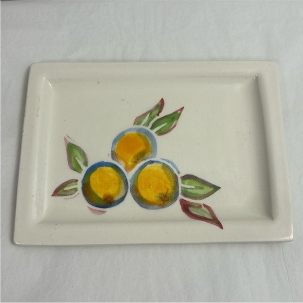 Vintage HANDMADE Canadian pottery ceramic tray serving dish trinket tray small